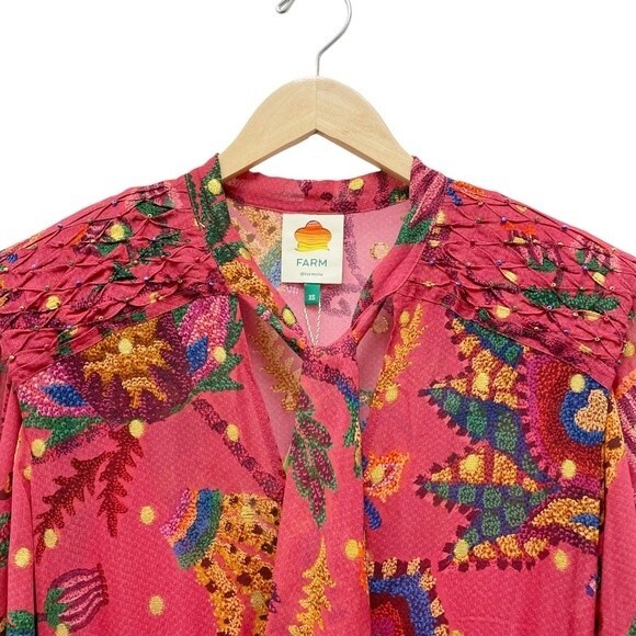 NWT Farm Rio Sunset Tapestry Floral Long Sleeve Boho Maxi Dress Warm Red Size XS - Picture 12 of 16